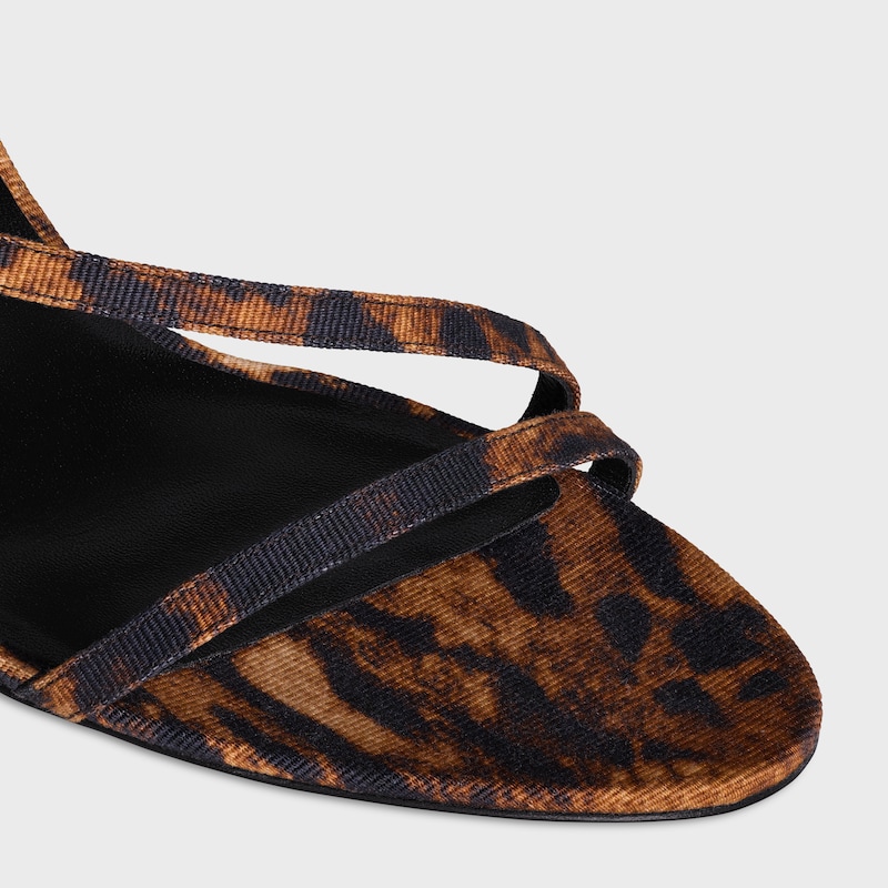 sandales céline ava en tissu gros-grain imprimé léopard