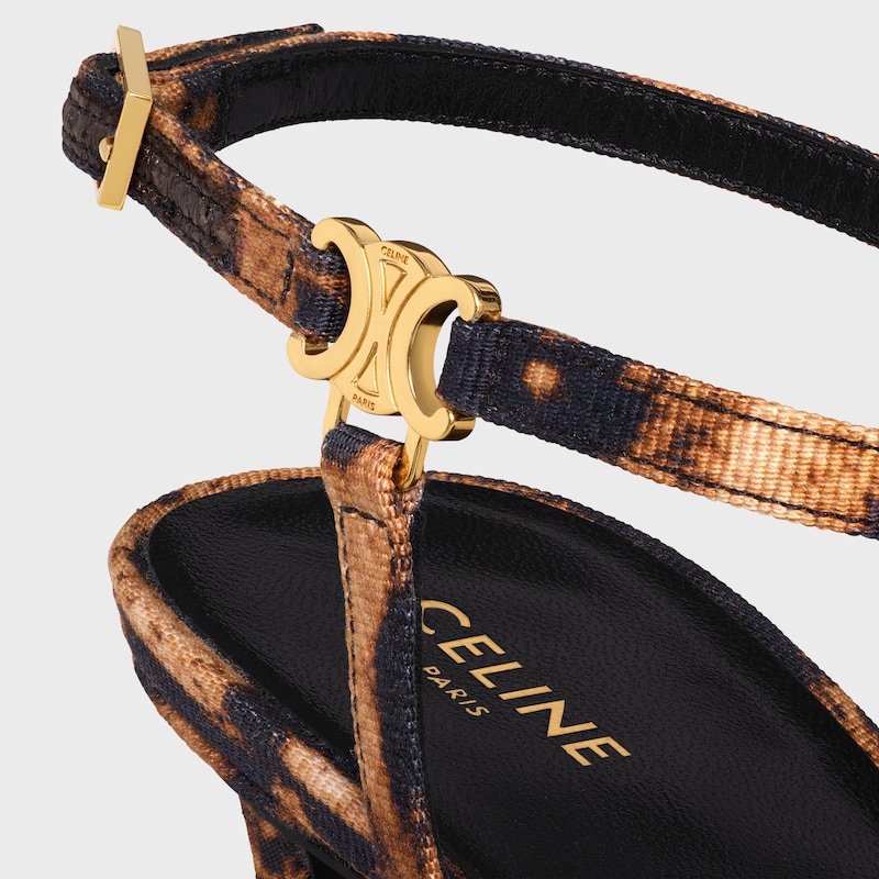 sandales céline ava en tissu gros-grain imprimé léopard