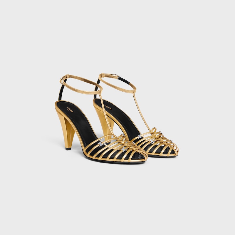 celine cage - sandale À brides en cuir dagneau laminÉ
