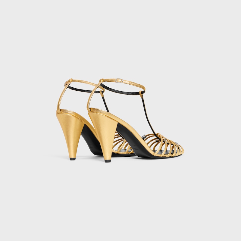 celine cage - sandale À brides en cuir dagneau laminÉ