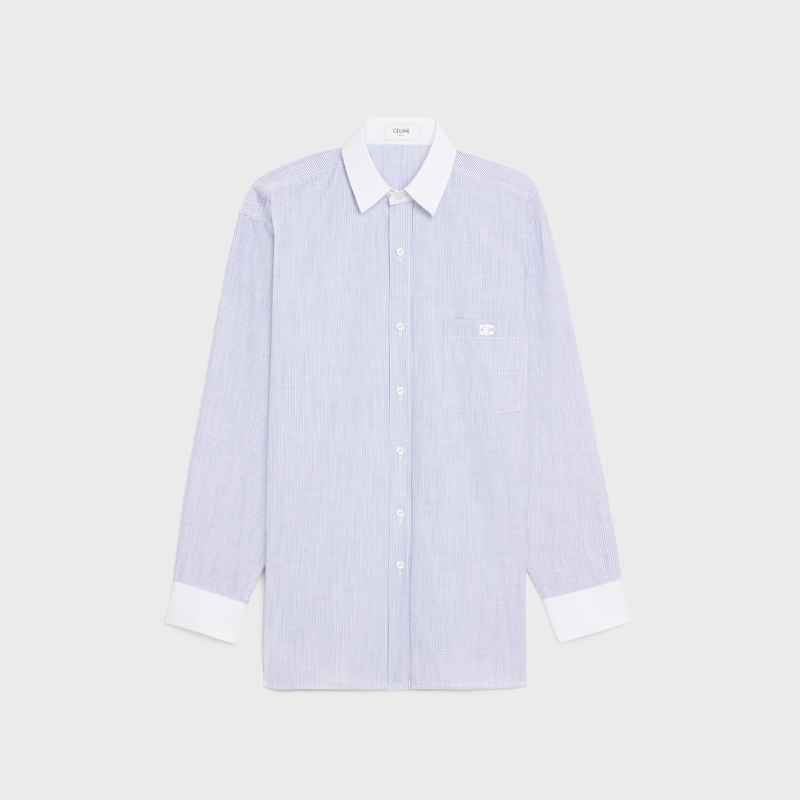 chemise oversize en chambray de coton rayé