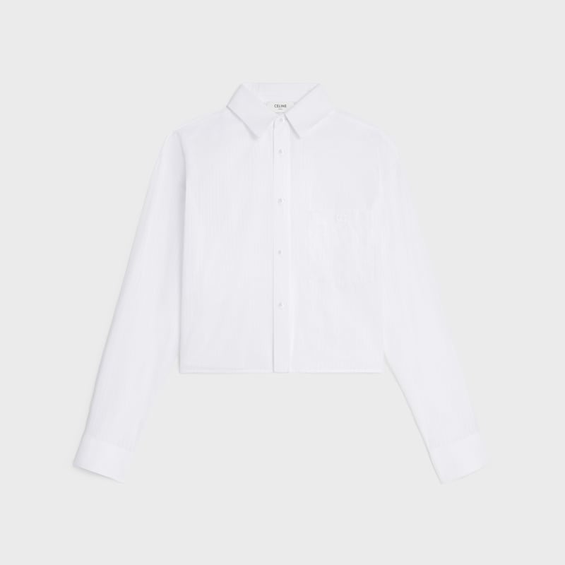 chemise courte en coton rayé
