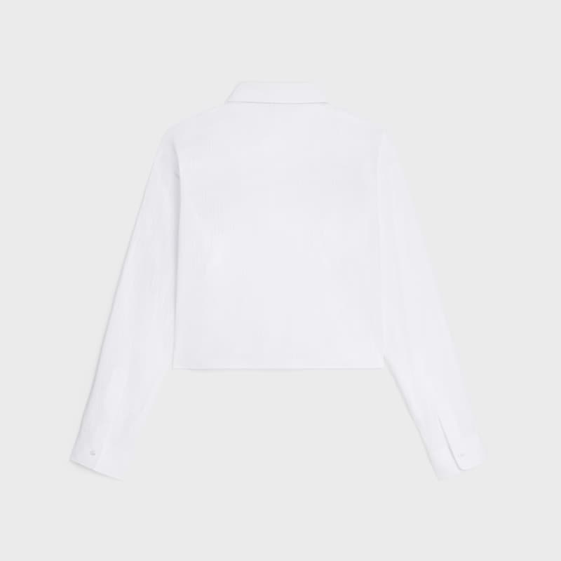 chemise courte en coton rayé