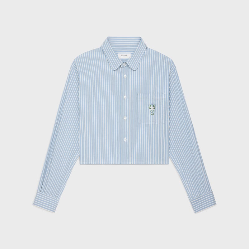 chemise courte en coton rayé hickory