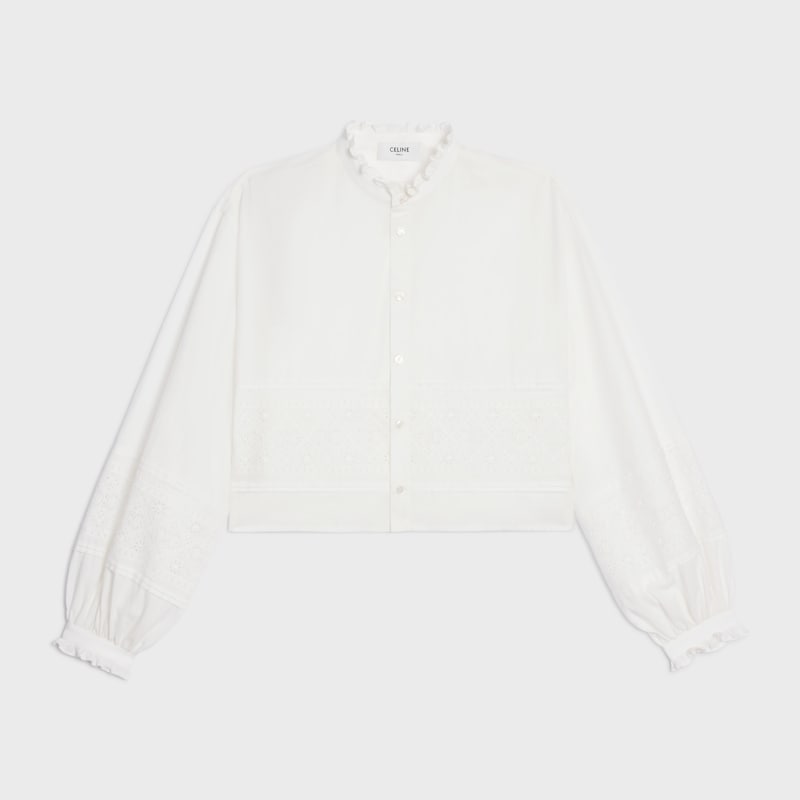 chemise brodée en lin et coton