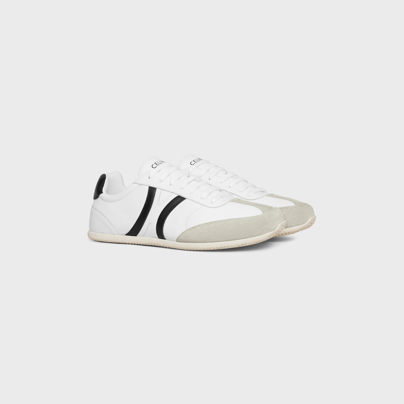 baskets basses à lacets celine jogger en cuir de veau et daim