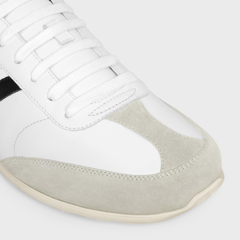 baskets basses à lacets celine jogger en cuir de veau et daim