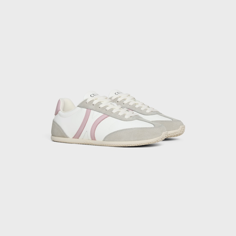 baskets basses à lacets celine jogger en cuir de veau et daim