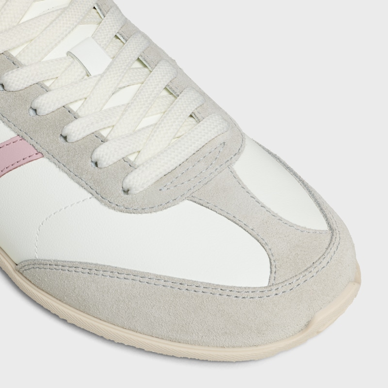 baskets basses à lacets celine jogger en cuir de veau et daim