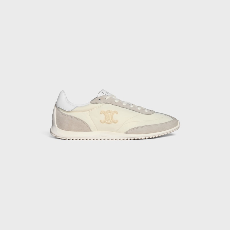 celine racer - basket basse avec triomphe en nylon daim et cuir de veau
