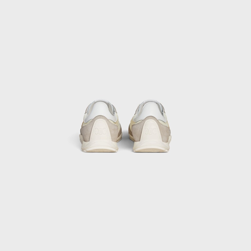celine racer - basket basse avec triomphe en nylon daim et cuir de veau