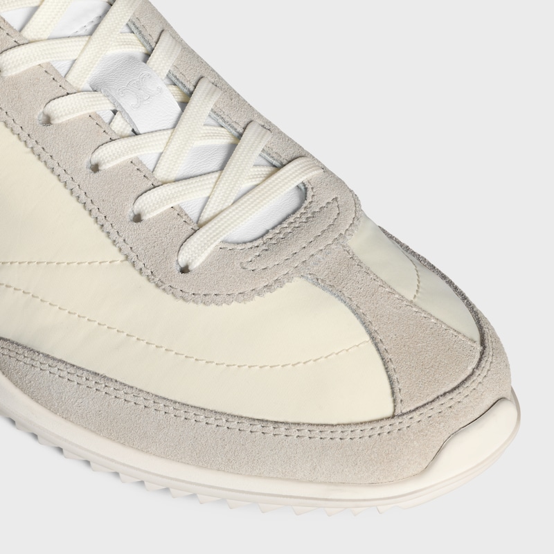 celine racer - basket basse avec triomphe en nylon daim et cuir de veau