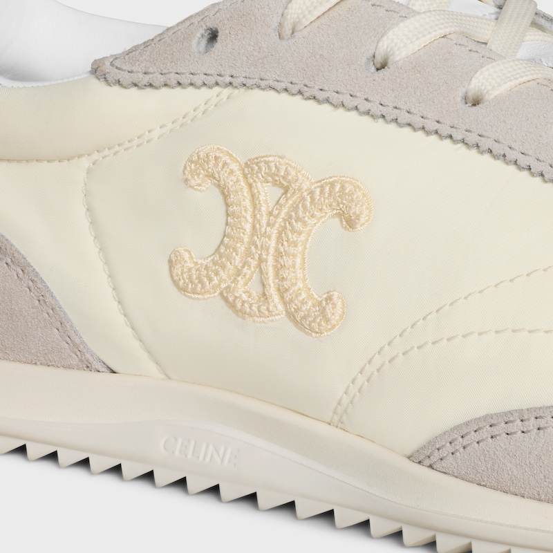celine racer - basket basse avec triomphe en nylon daim et cuir de veau