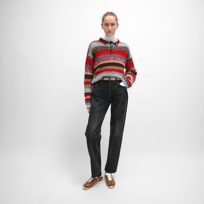 celine racer - basket basse avec triomphe en nylon daim et cuir de veau