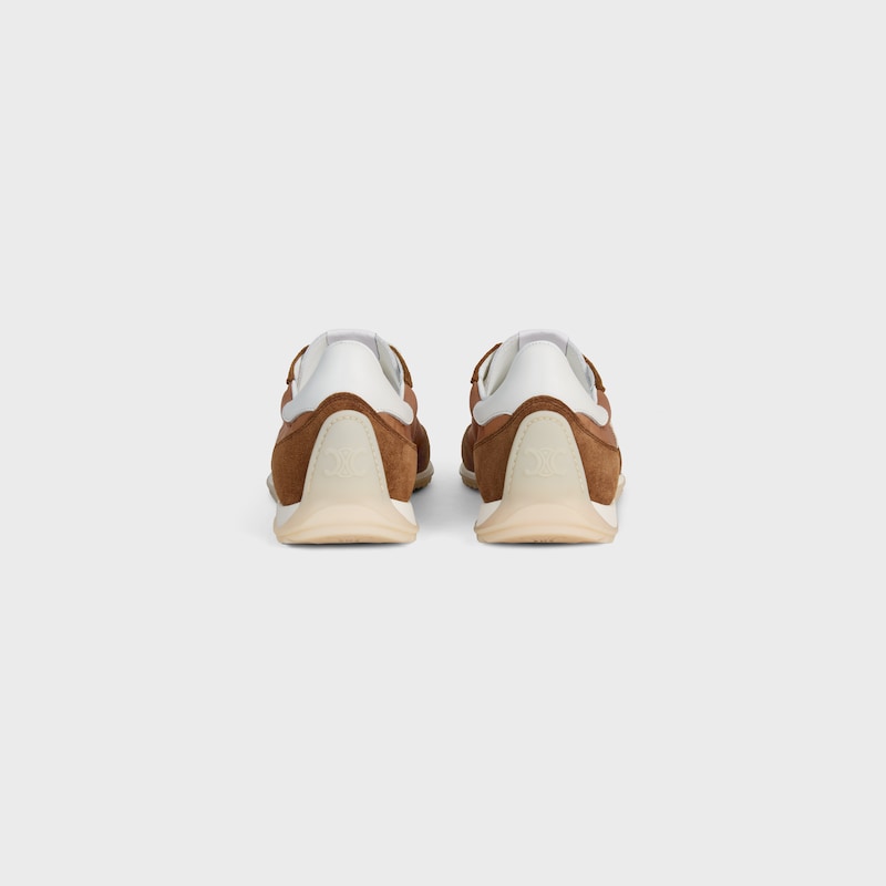 celine racer - basket basse avec triomphe en nylon daim et cuir de veau