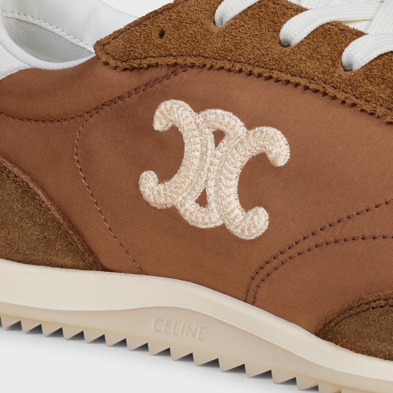 celine racer - basket basse avec triomphe en nylon daim et cuir de veau