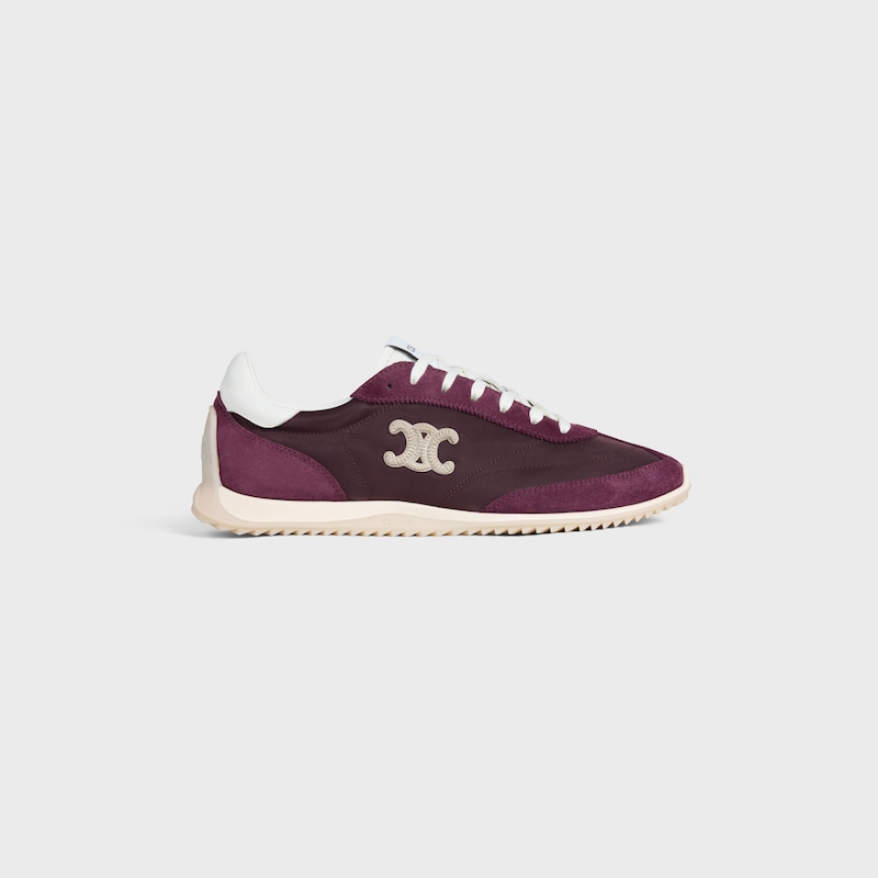 celine racer - basket basse avec triomphe en nylon daim et cuir de veau