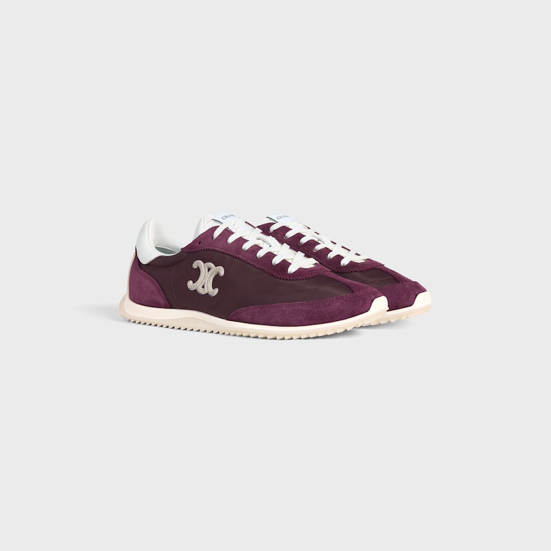 celine racer - basket basse avec triomphe en nylon daim et cuir de veau