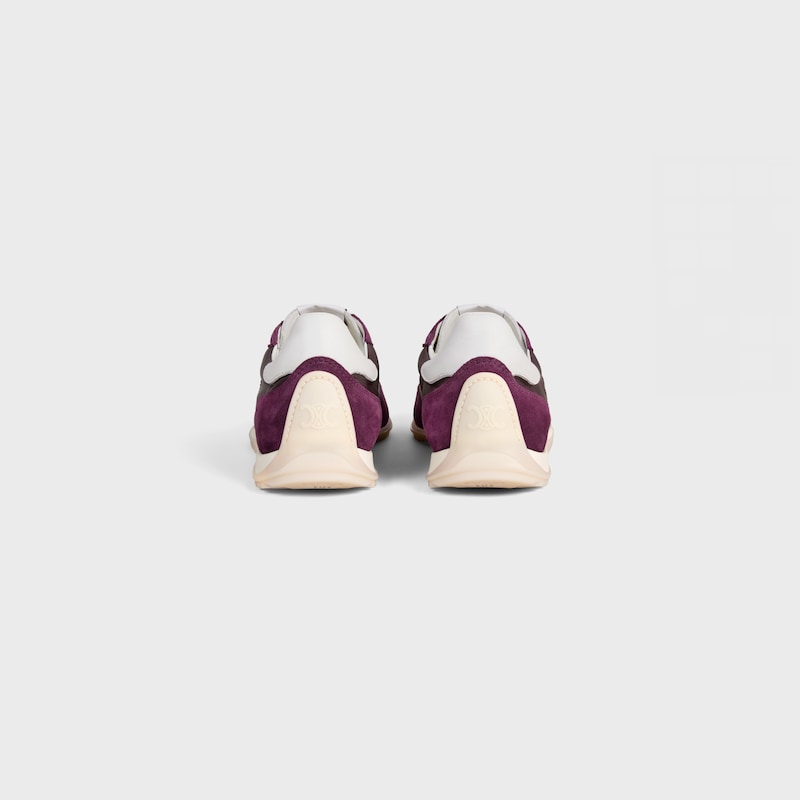 celine racer - basket basse avec triomphe en nylon daim et cuir de veau