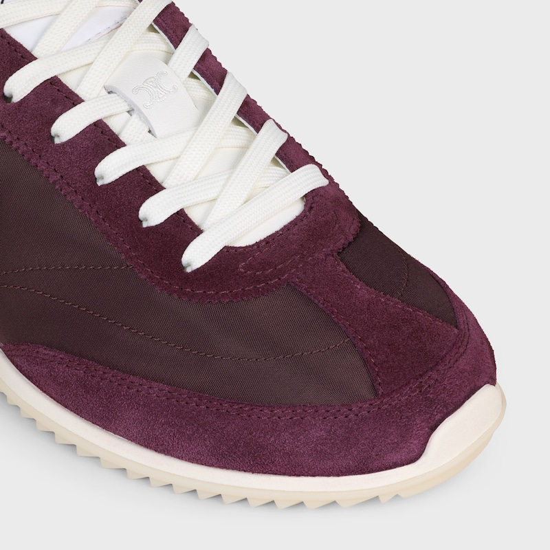 celine racer - basket basse avec triomphe en nylon daim et cuir de veau