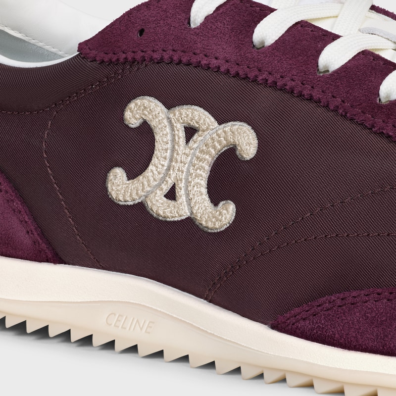 celine racer - basket basse avec triomphe en nylon daim et cuir de veau