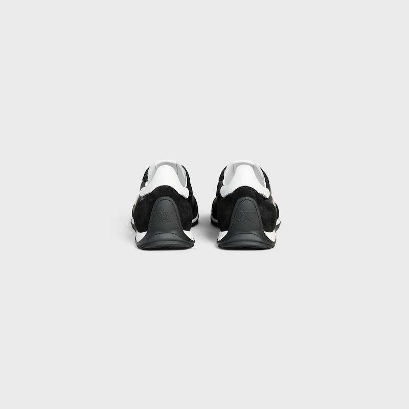 celine racer - basket basse avec triomphe en nylon daim et cuir de veau