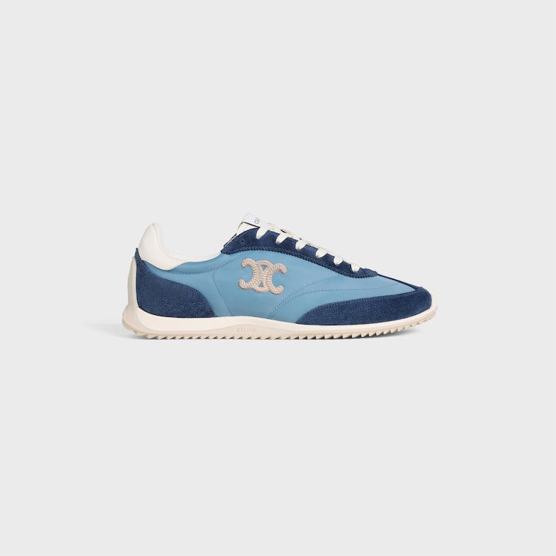 celine racer - basket basse avec triomphe en nylon daim et cuir de veau