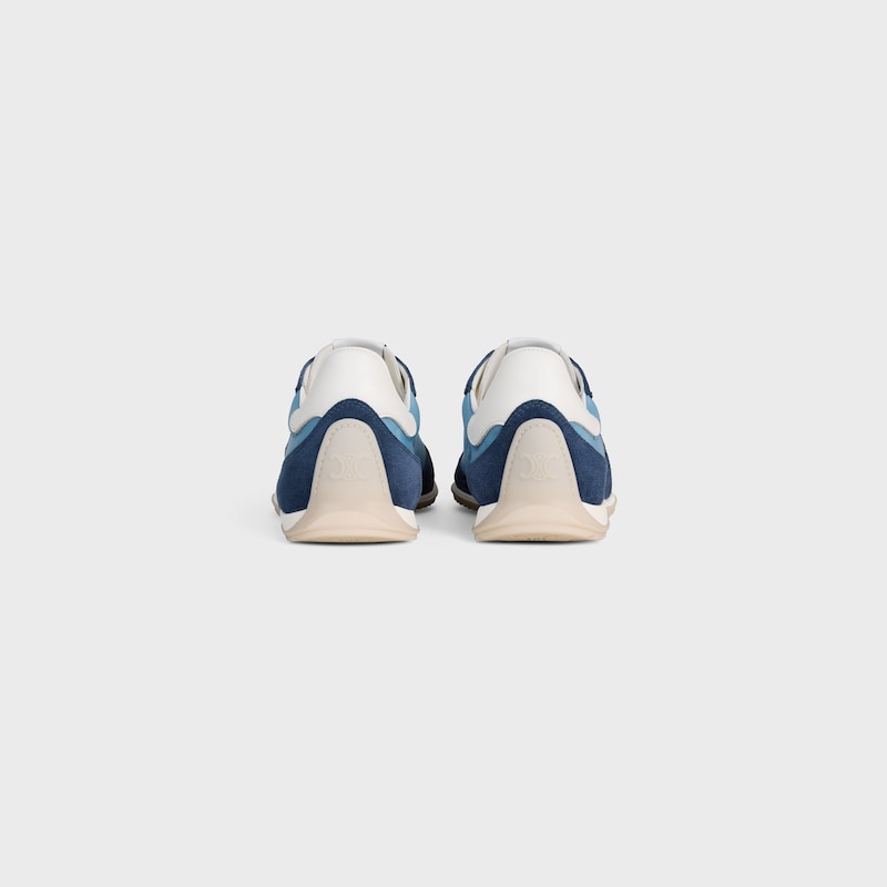 celine racer - basket basse avec triomphe en nylon daim et cuir de veau