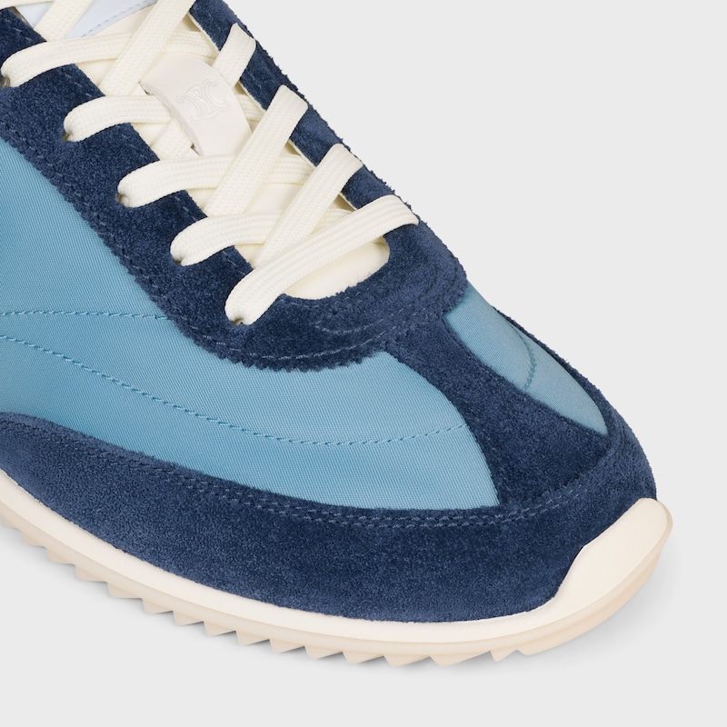 celine racer - basket basse avec triomphe en nylon daim et cuir de veau