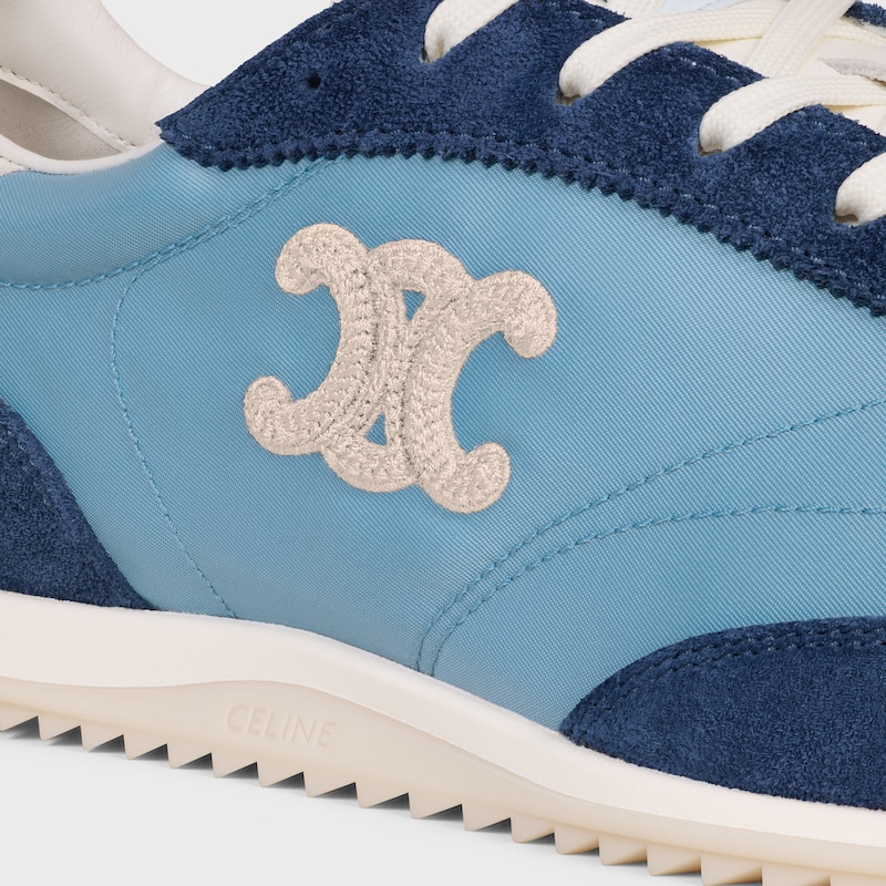 celine racer - basket basse avec triomphe en nylon daim et cuir de veau