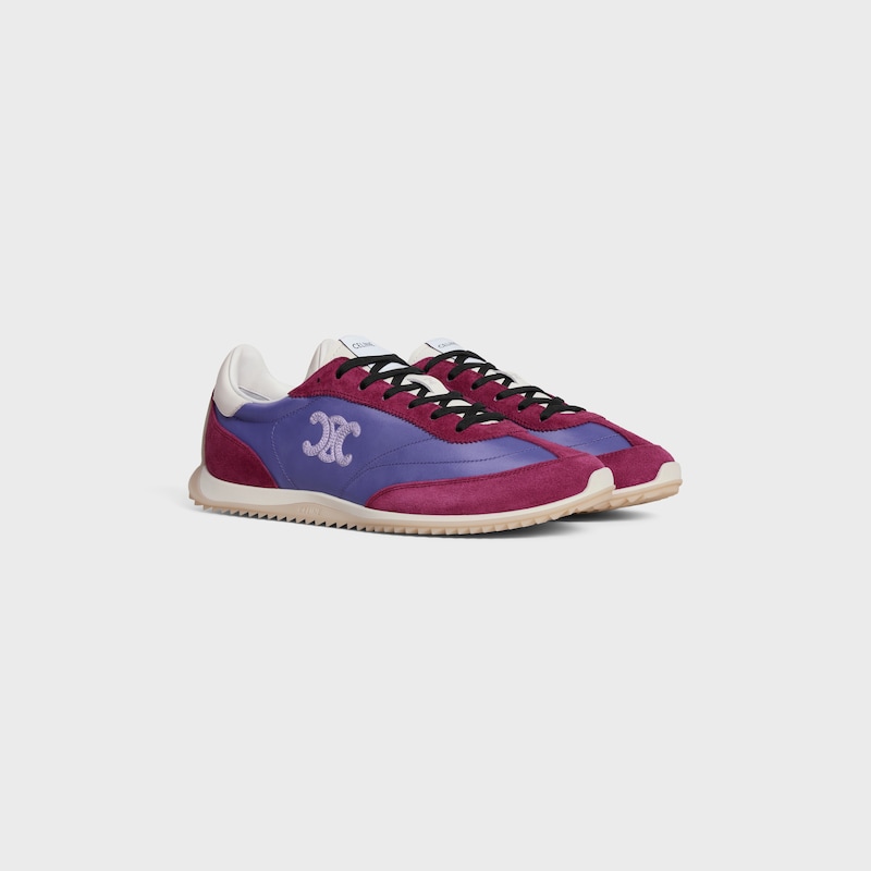 celine racer - basket basse en nylon daim et cuir de veau
