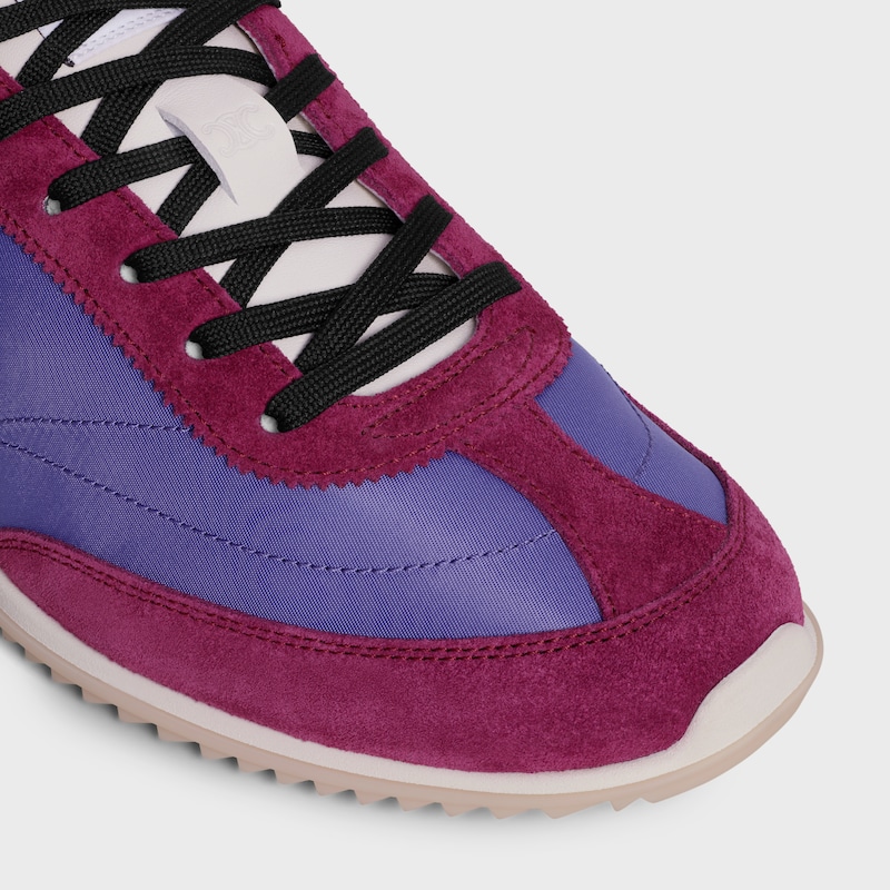 celine racer - basket basse en nylon daim et cuir de veau