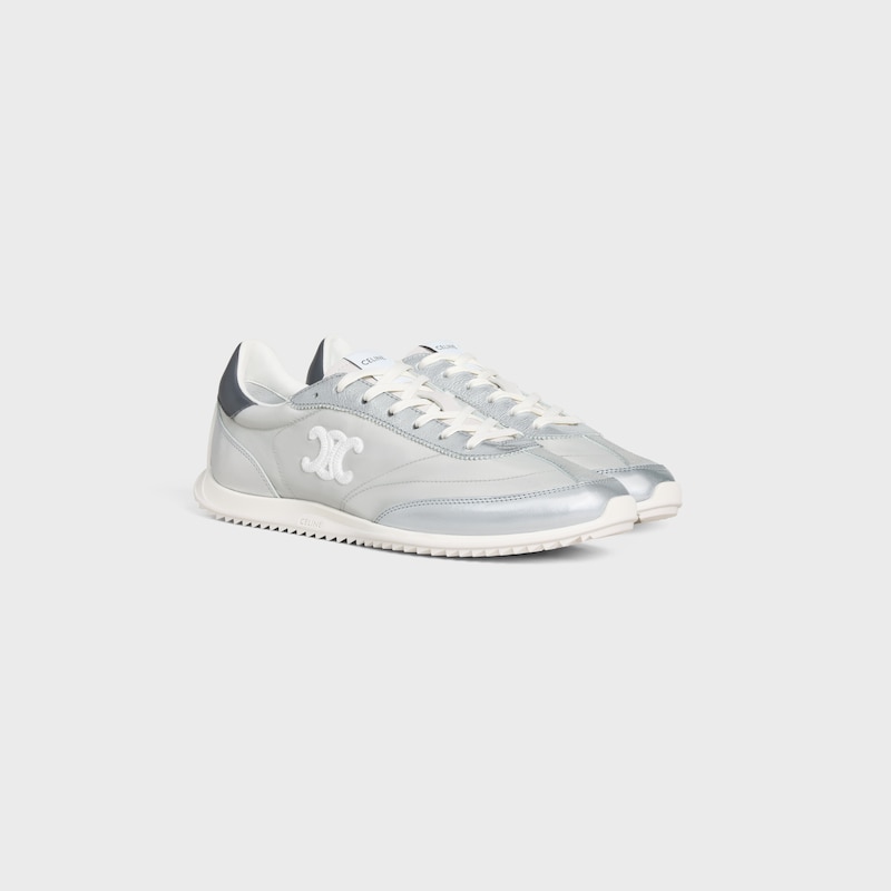 celine racer - basket basse avec triomphe en nylon cuir de veau laminÉ et cuir de veau