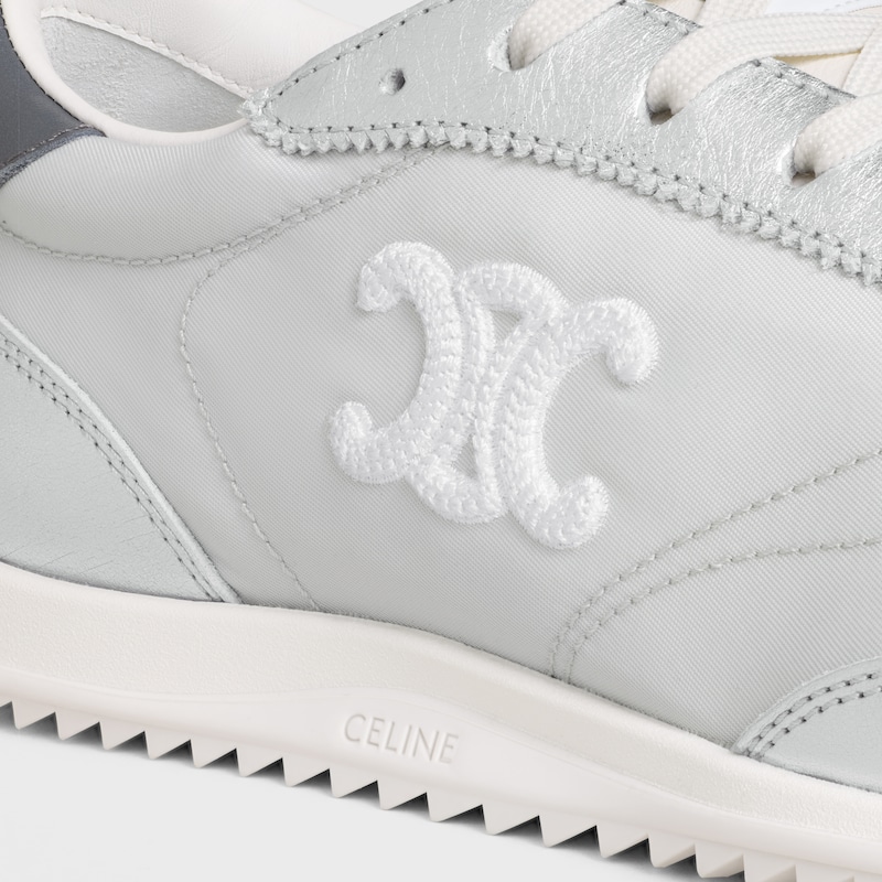 celine racer - basket basse avec triomphe en nylon cuir de veau laminÉ et cuir de veau