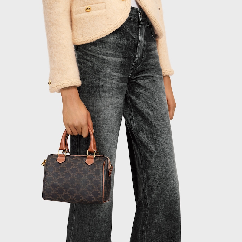 petit boston en toile triomphe et cuir de veau
