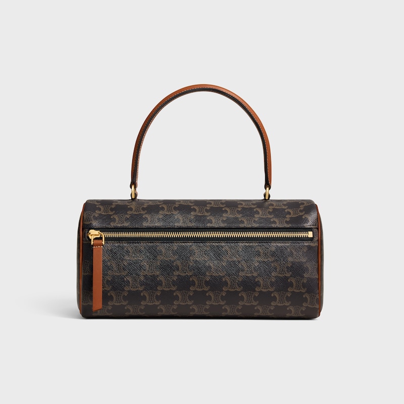 sac cylindre en toile triomphe et cuir de veau