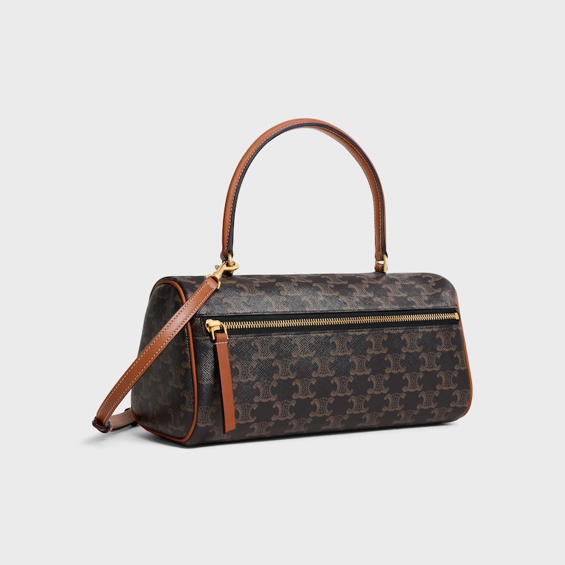 sac cylindre en toile triomphe et cuir de veau