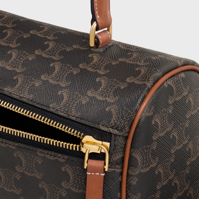 sac cylindre en toile triomphe et cuir de veau