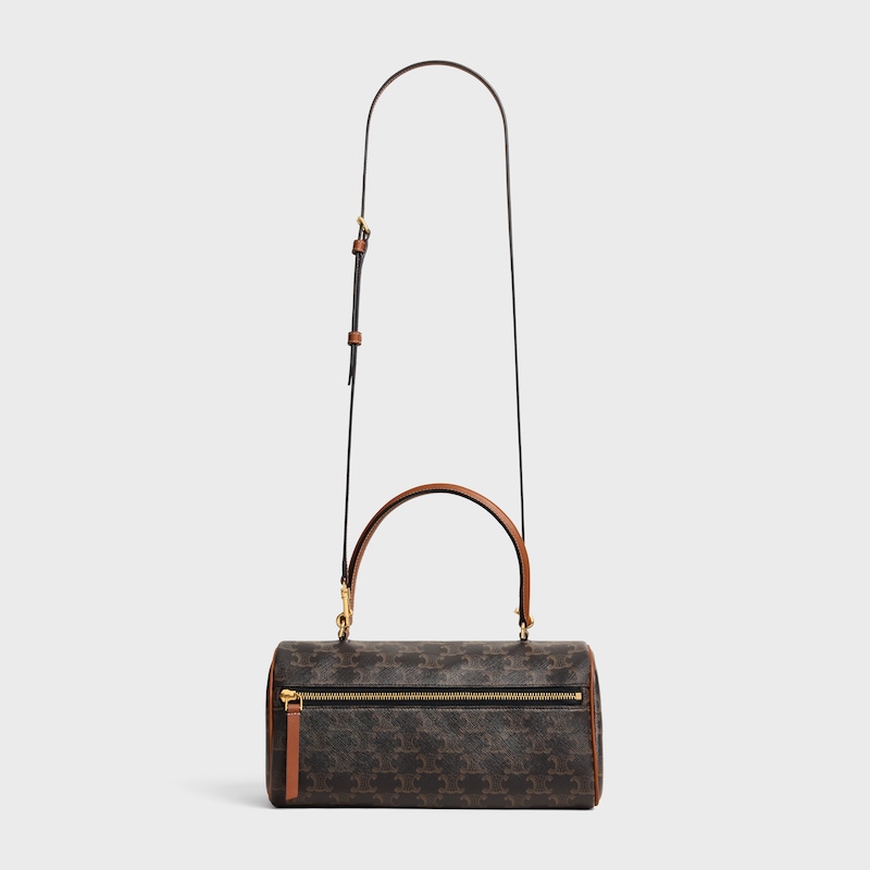 sac cylindre en toile triomphe et cuir de veau
