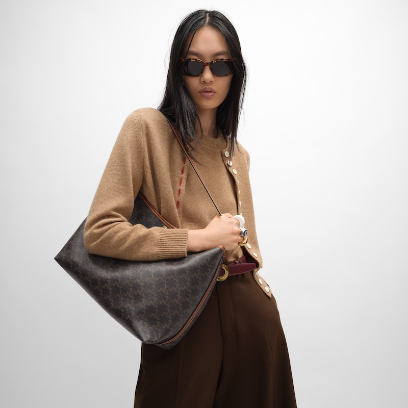sac cabas souple en toile triomphe et cuir de veau