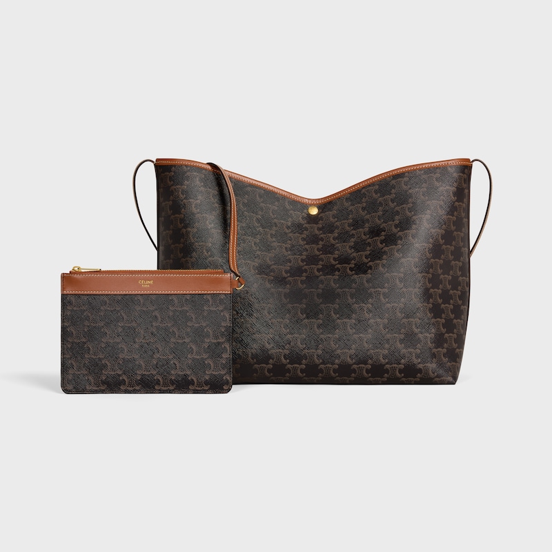 sac cabas souple en toile triomphe et cuir de veau