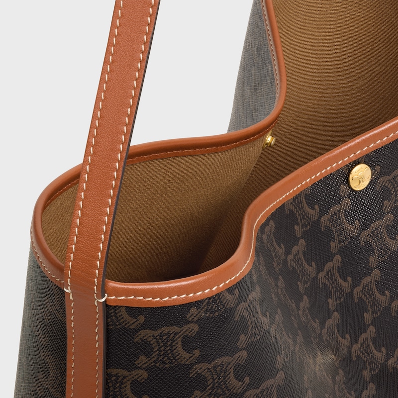 sac cabas souple en toile triomphe et cuir de veau