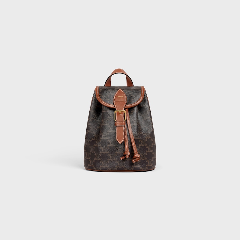 mini sac À dos folco en toile triomphe et cuir de veau
