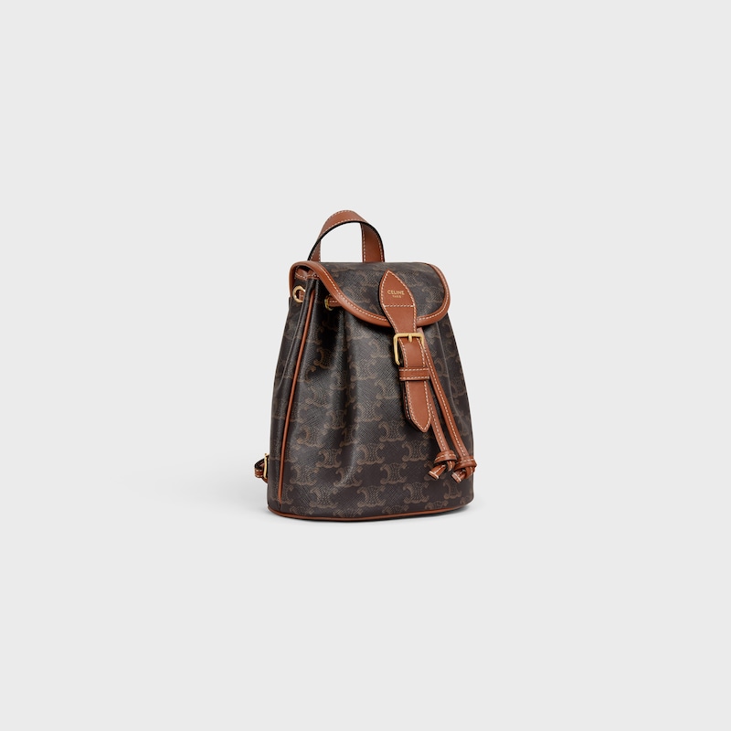 mini sac À dos folco en toile triomphe et cuir de veau
