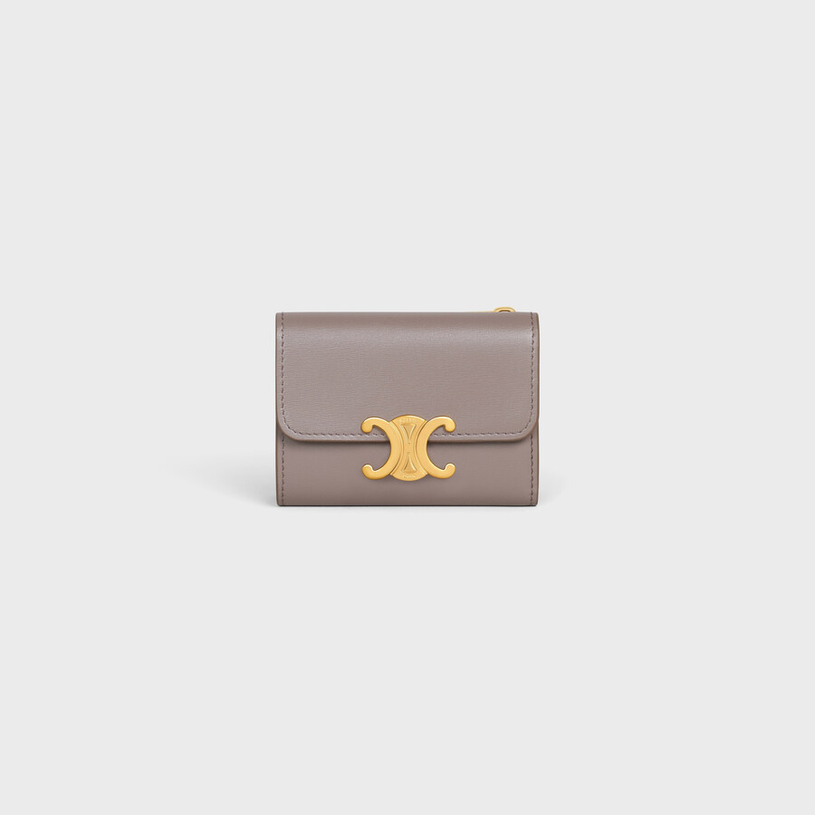 portefeuille compact avec triomphe de piÈces en cuir de veau vieux