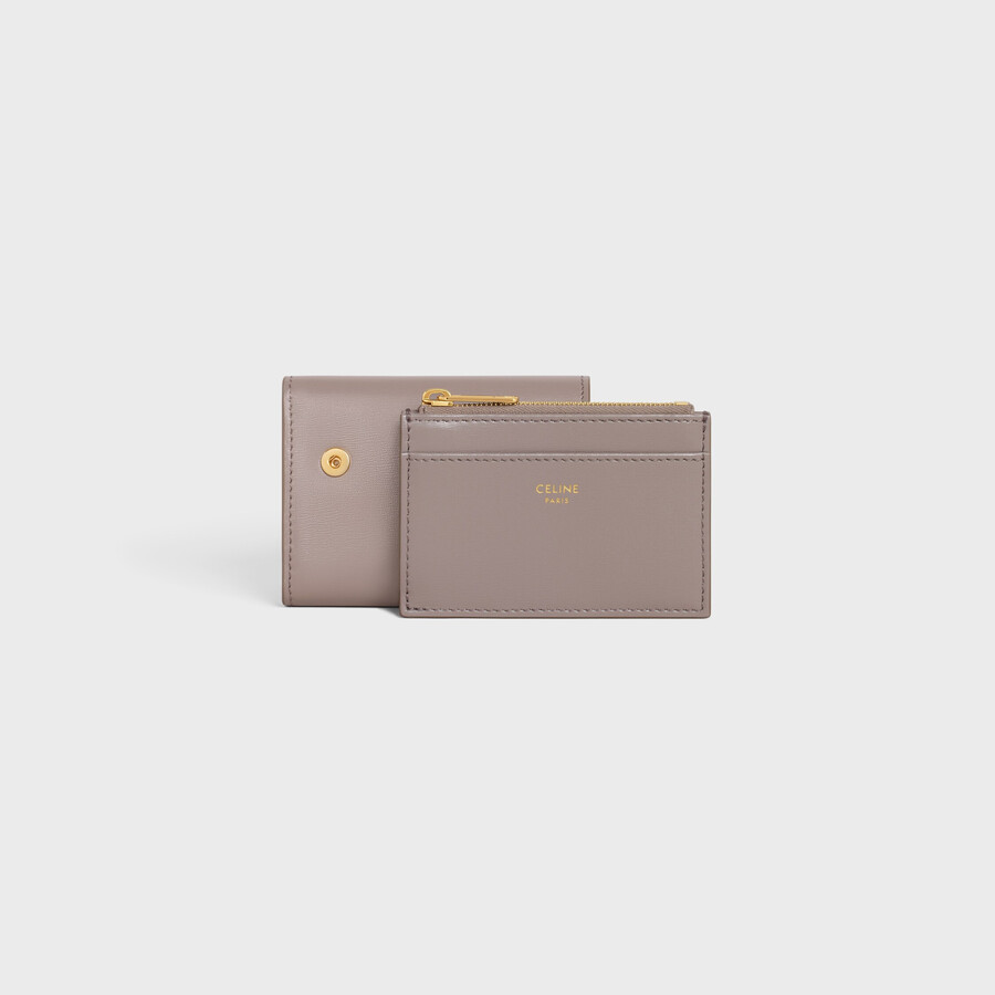 portefeuille compact avec triomphe de piÈces en cuir de veau vieux