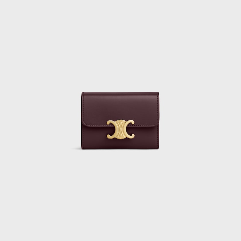 portefeuille compact avec triomphe de piÈces en cuir de veau vieux