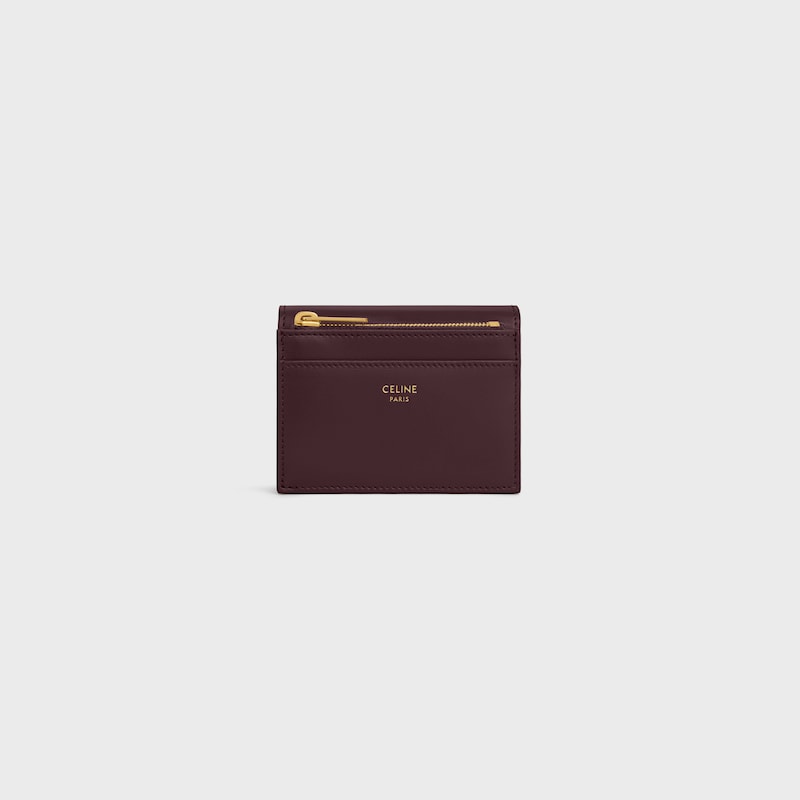 portefeuille compact avec triomphe de piÈces en cuir de veau vieux