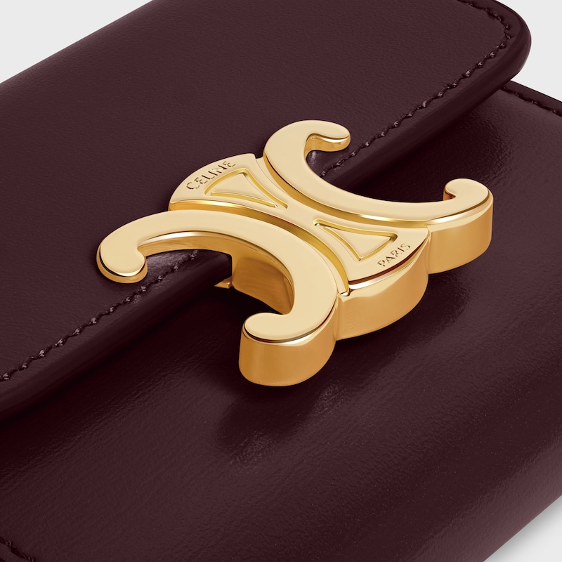 portefeuille compact avec triomphe de piÈces en cuir de veau vieux