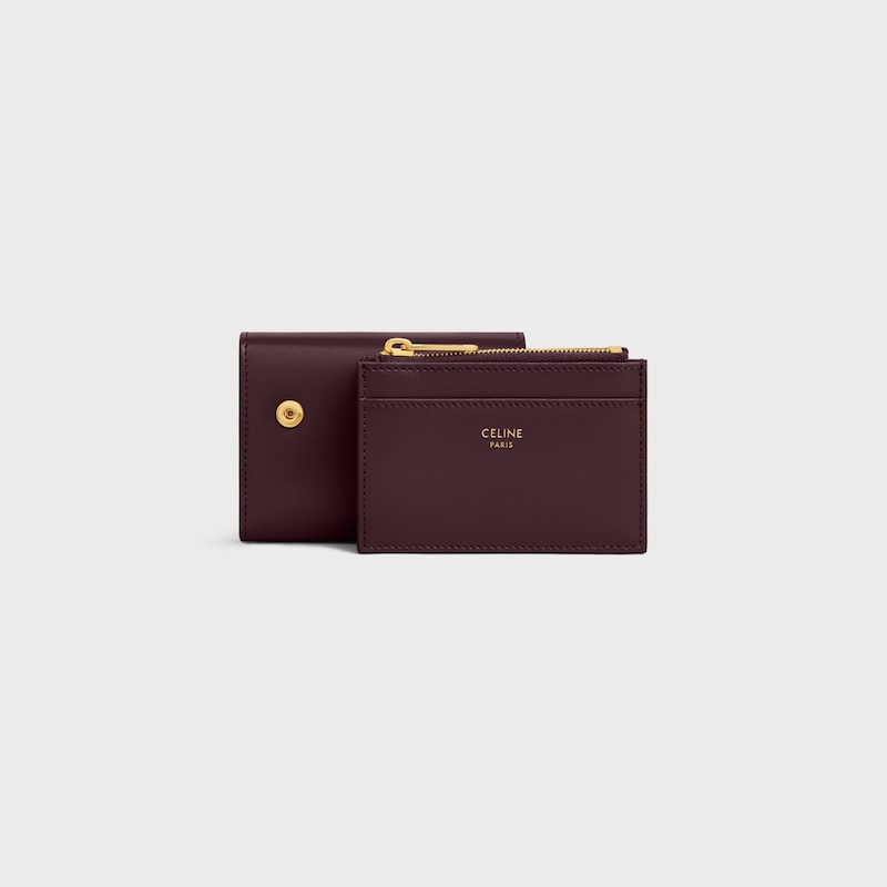 portefeuille compact avec triomphe de piÈces en cuir de veau vieux